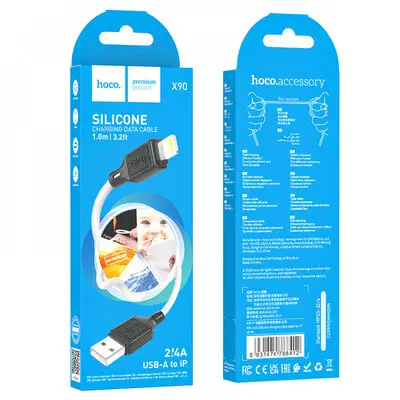 Кабель дата Hoco X90 Lightning 1м Белый