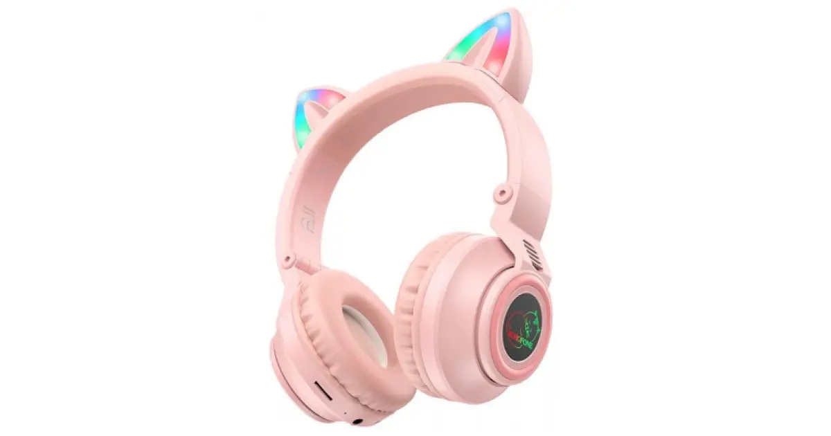 Безпровідні навушники Borofone BO18 Cat Pink, Рожеві в Україні
