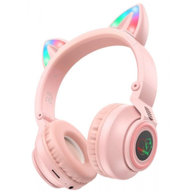 Безпровідні навушники Borofone BO18 Cat Pink, Рожеві