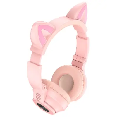 Беспроводные наушники Borofone BO18 Cat Pink, Розовые Беспроводные наушники Borofone BO18 Cat Pink, Розовые