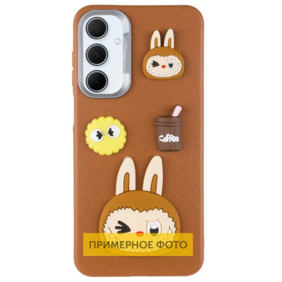 Чехол накладка Leather Toys Xiaomi Redmi 13C/ Poco C65 Labubu Коричневая