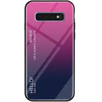 Чехол накладка Glass Gradient HELLO Samsung G975 (S10+) Малиновая