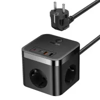 МЗП Baseus PowerCombo Cube Power Strip 3AC+2U+2C 30W 1.5m Чорная