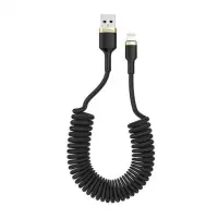 Кабель дата Colorway USB Type A - Lightning 0.35-1,5м Чёрный (spiral)
