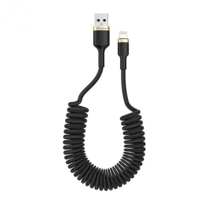 Кабель дата Colorway USB Type A - Lightning 0.35-1,5м Чорний (spiral)