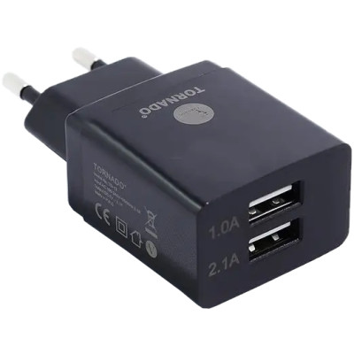 Сетевое зарядное устройство Tornado TD-12 + кабель Type-C Black, Черный