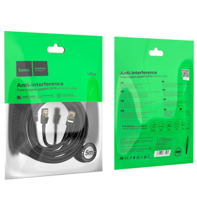 Кабель Патч-корд Hoco US02 RJ45 to RJ45 5м Чорний