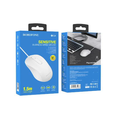 Проводная Мышь USB Borofone BG4 White, Белый