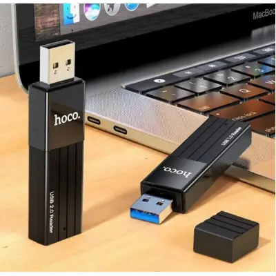 Картридер Hoco HB20 Mindful 2in1 USB 2.0 Черный