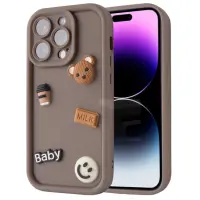 Чехол накладка Pretty Things iPhone XR Коричневая/Медвеженок