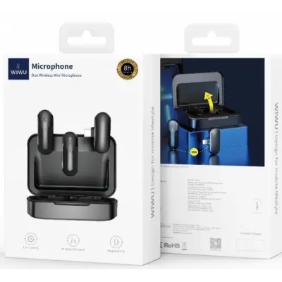 Бездротовий петличний мікрофон WIWU Wi-WM002 Lightning Чорний Бездротовий петличний мікрофон WIWU Wi-WM002 Lightning Чорний