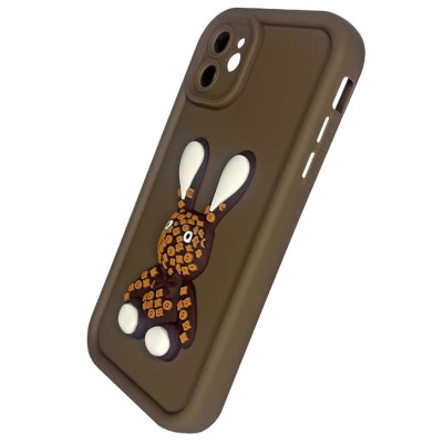 Чехол накладка Pretty Things iPhone 11 Коричневый/Кролик