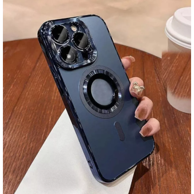 Чехол накладка Electroplate MagSafe iPhone 15 Pro Max Темно-синяя