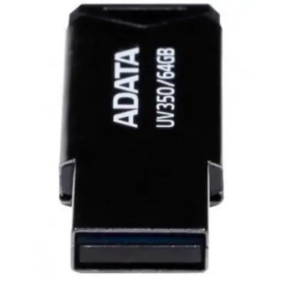 Флеш пам\'ять USB 64Gb A-DATA UV350 Black, Чорний USB 3.2 Флеш пам\'ять USB 64Gb A-DATA UV350 Black, Чорний USB 3.2