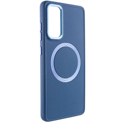 Чехол накладка Bonbon Metal MagSafe Samsung S901 (S22) Синяя (Cosmos Blue)
