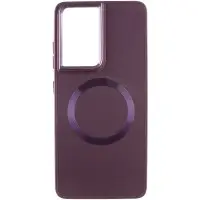 Чехол накладка Bonbon Metal MagSafe Samsung S918 (S23 Ultra)  Бордовая (Plum)