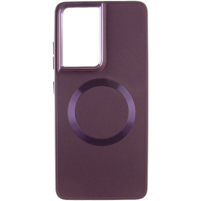 Чехол накладка Bonbon Metal MagSafe Samsung S918 (S23 Ultra)  Бордовая (Plum)