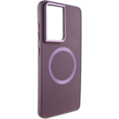 Чехол накладка Bonbon Metal MagSafe Samsung S918 (S23 Ultra)  Бордовая (Plum)