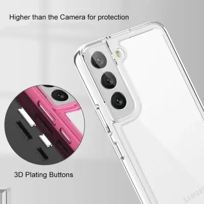 Чехол накладка Metal Buttons 2.0mm Samsung S901 (S22) Прозрачная