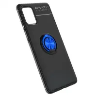 Чехол накладка Color Ring Samsung A415 (A41) Черная/Синяя
