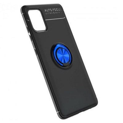 Чехол накладка Color Ring Samsung A415 (A41) Черная/Синяя