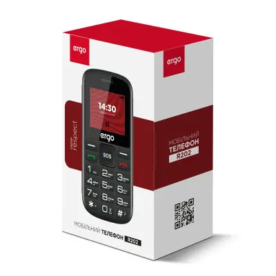 Мобільний телефон Ergo R202 Dual Sim Black, чорний