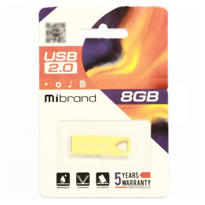 Флеш память USB 8Gb Mibrand Taipan USB 2.0 Gold, Золотой