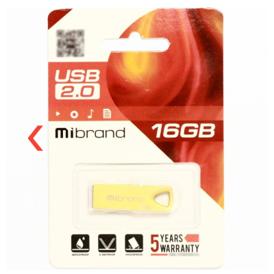 Флеш пам\'ять USB 16Gb Mibrand Taipan USB 2.0 Gold, Золотий