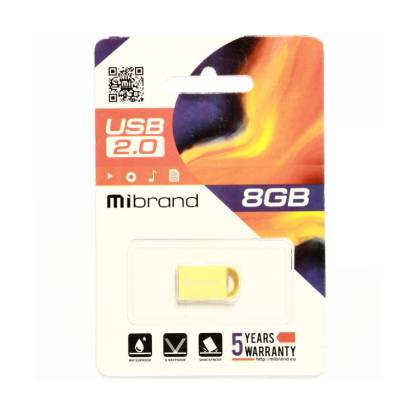 Флеш пам\'ять USB 8Gb Mibrand Lynx USB 2.0 Gold, Золотий