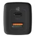 Мережевий зарядний пристрій Baseus GaN2 Lite USB-C+USB-A (65W) Black, Чорний