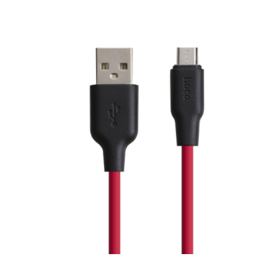 Кабель дата Hoco X21 microUSB 2м Чорно-червоний