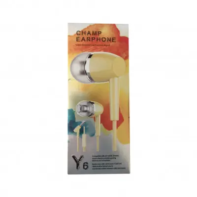 Провідні вакуумні навушники-гарнітура Champ Y6 Black, чорний