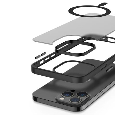 Чехол накладка Metal Buttons with MagSafe iPhone 15 Pro  Чёрная