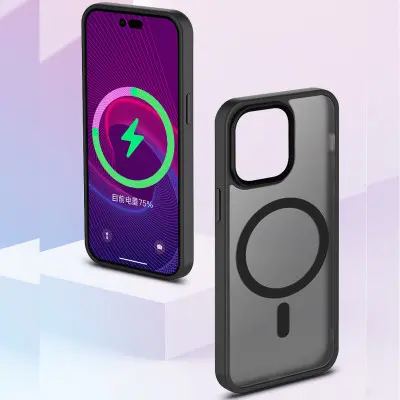 Чехол накладка Metal Buttons with MagSafe iPhone 15 Pro Max  Чёрная