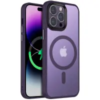 Чехол накладка Metal Buttons with MagSafe iPhone 15 Pro Max  темно-фиолетовая