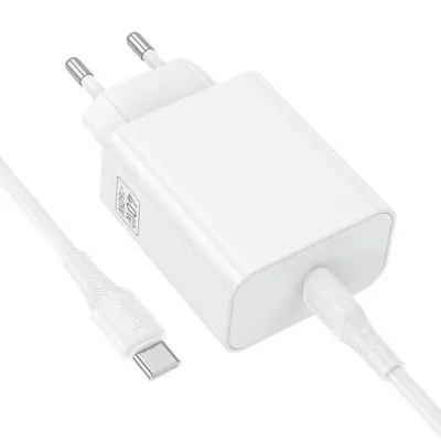 Мережевий зарядний пристрій Hoco C162A 1USB-C 40W + Type-C to Type-C Біла