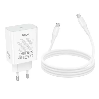 Мережевий зарядний пристрій Hoco C162A 1USB-C 40W + Type-C to Type-C Біла