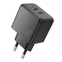 Сетевое зарядное устройство Hoco CS16A 1USB-C+Lightning (20W)  Black, Черный