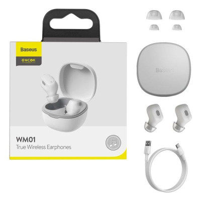Безпровідні навушники Baseus Encok TWS WM01 Plus White, білий