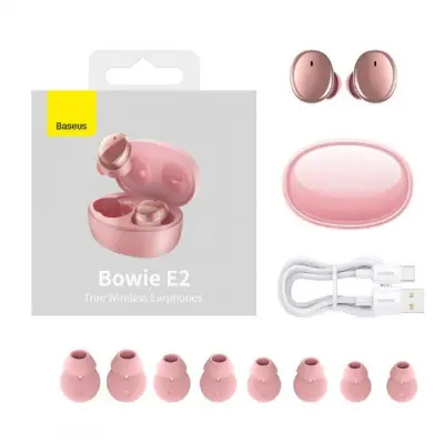 Беспроводные наушники TWS Baseus Bowie E2 Pink, розовый Беспроводные наушники TWS Baseus Bowie E2 Pink, розовый
