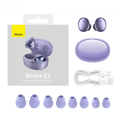 Беспроводные наушники TWS Baseus Bowie E2 Violet, фиолетовый Беспроводные наушники TWS Baseus Bowie E2 Violet, фиолетовый