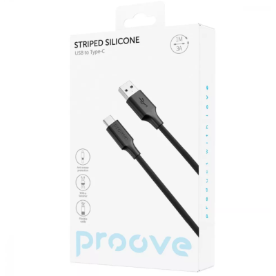 Кабель Proove Striped Silicone Type-C 1м Чёрный