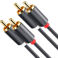 Кабель AUX Ugreen AV104  (Double RCA) 1m Чорний