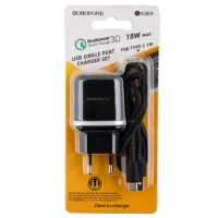 Сетевое зарядное устройство Borofone BA36A Type-C QC3.0 Чёрный Сетевое зарядное устройство Borofone BA36A Type-C QC3.0 Чёрный