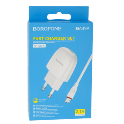 Мережевий зарядний пристрій Borofone BA49A Type-C White, Білий