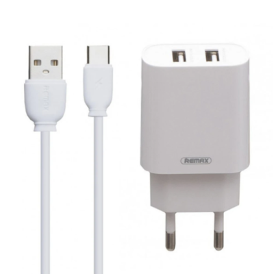 Мережевий зарядний пристрій Remax RP-U35 Type-C (2USB) White, Білий