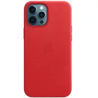 Чехол накладка Leather (AAA) MagSafe iPhone 12 Pro Max Красная