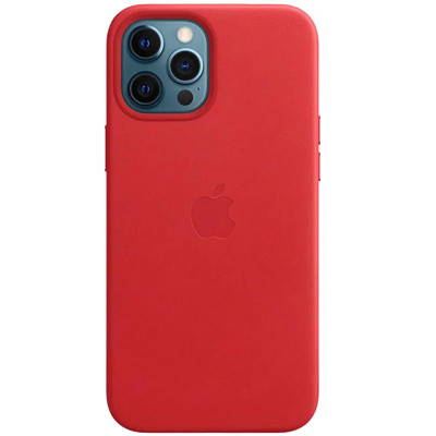 Чехол накладка Leather (AAA) MagSafe iPhone 12 Pro Max Красная