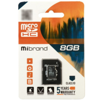 Карта пам\'яті Micro SD 8Gb Mibrand Class 6 + Адаптер