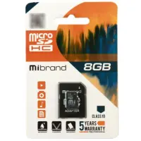 Карта пам\'яті Micro SD 8Gb Mibrand Class 6 + Адаптер Карта пам\'яті Micro SD 8Gb Mibrand Class 6 + Адаптер